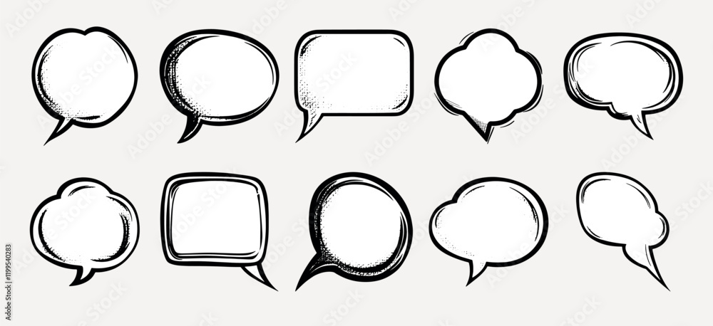 Fototapeta premium Doodle speech bubble illustration set vector