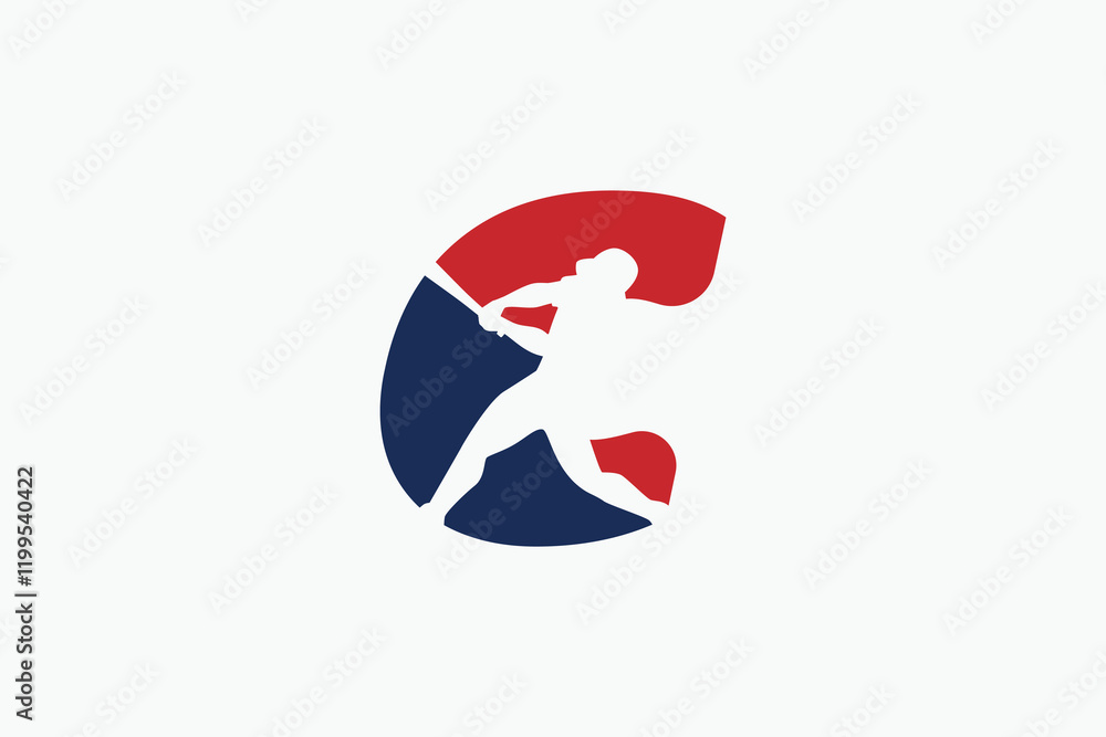 letter C logo with baseball player silhouette. It is good for team logo, club, sticker, etc. letter C logo with baseball player silhouette. It is good for team logo, club, sticker, etc.
