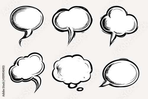 Doodle speech bubble illustration set vector