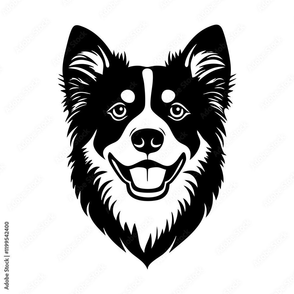 Fototapeta premium Stylized border collie face illustration vector