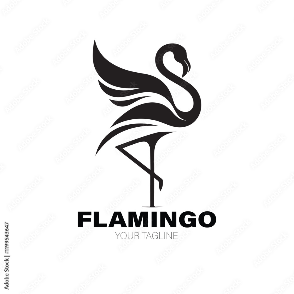 Obraz premium Flamingo Logo. Flamingo Logo Design. Flamingo Logo Brand. Flamingo Logo Vector Design Isolated on White Background