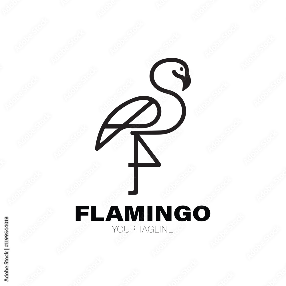 Obraz premium Flamingo Logo. Flamingo Logo Design. Flamingo Logo Brand. Flamingo Logo Vector Design Isolated on White Background