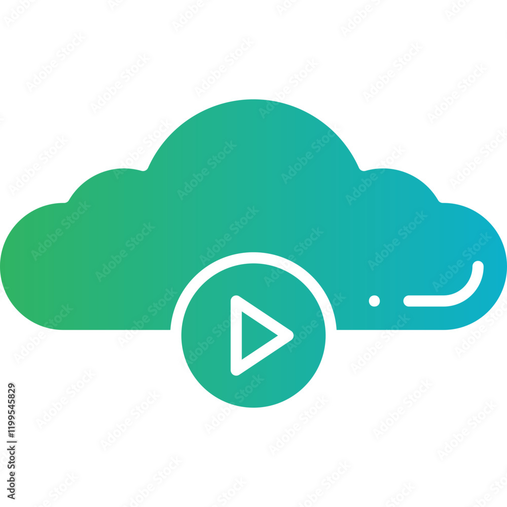 Videos on Cloud icon single vector illustration Videos on Cloud icon single vector illustration
