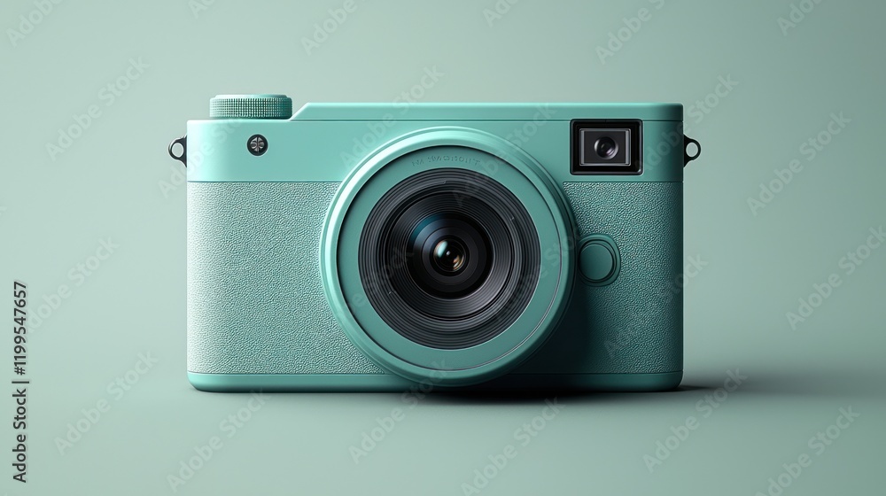 Mint green compact camera on green background. Mint green compact camera on green background.