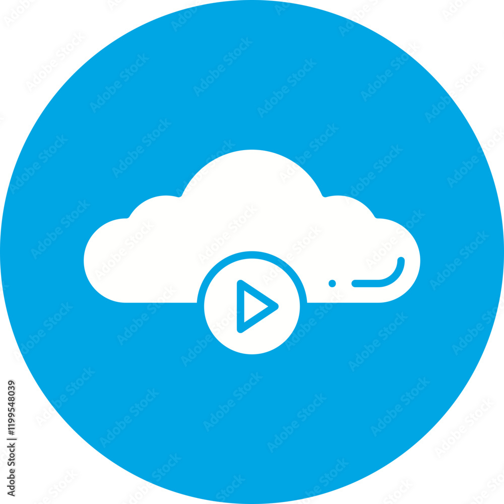 Videos on Cloud icon single vector illustration Videos on Cloud icon single vector illustration
