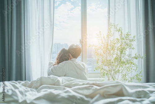 Wallpaper Mural Middle-aged couple shopping outside on a sunny day. Beautiful simple AI generated image Torontodigital.ca