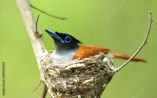 Graceful Paradise Flycatcher Nesting - Nature's Elegance photo