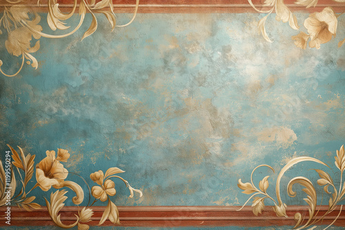 Wallpaper Mural Ancient wall fresco. Vintage Ornament. Slide Background with space for text. Background image. Created with Generative AI technology. Torontodigital.ca