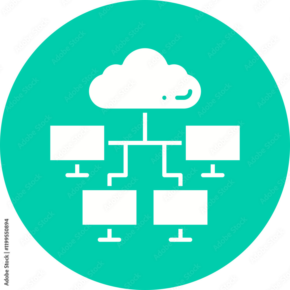 Cloud and Connected Computers icon single vector illustration Cloud and Connected Computers icon single vector illustration