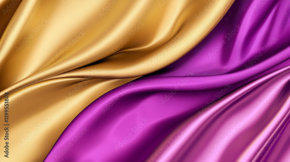 Obraz premium Purple and gold fabric is folded and draped over a table