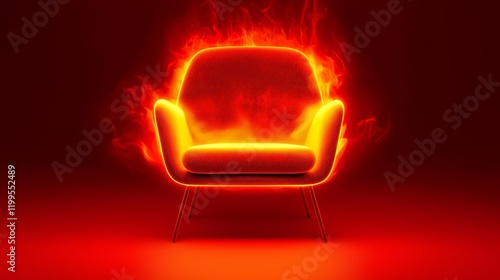 Fiery armchair burning chair hot seat fiery furniture incandescent design red flames modern chair