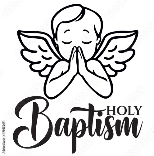 Baby angel silhouette praying Baptism