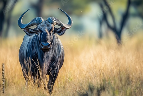 A wildebeest mid-run isolated on a transparent background.. Beautiful simple AI generated image photo