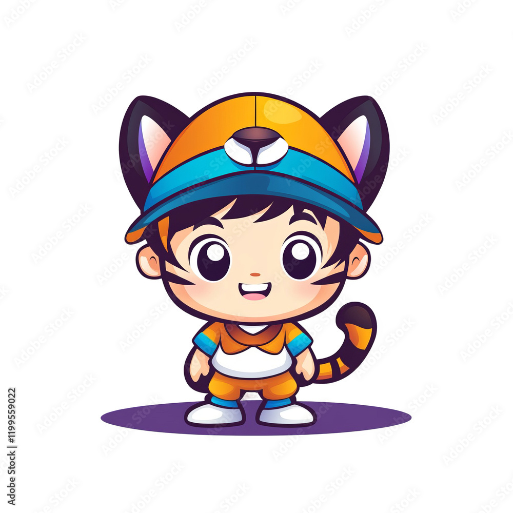 Cute cartoon character with cat ears digital art playful environment whimsical viewpoint creative concept Cute cartoon character with cat ears digital art playful environment whimsical viewpoint creative concept