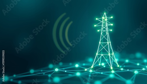 A modern, abstract representation of a wireless communication tower