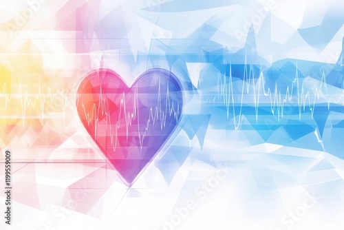 Colorful Heart Monitor Graph Display Vector Illustration Representing Health, Vital Signs, and Emotional Wellness in a Modern Digital Design photo