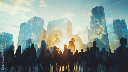 Digital Cityscape: Network of Silhouettes at Dawn