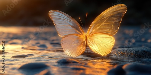 Golden Butterfly Sunset Shore