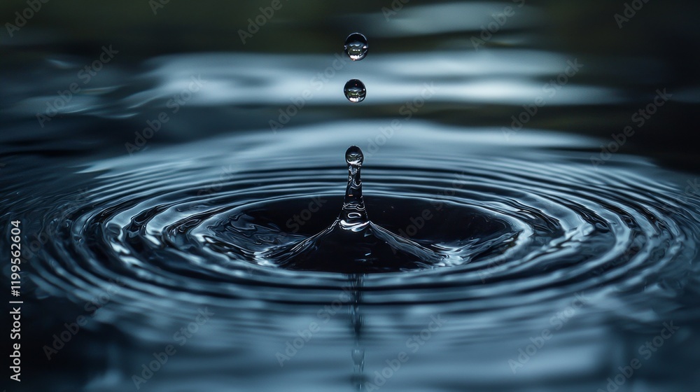 Elegant Water Drop Creating Ripples in Calm Surface Elegant Water Drop Creating Ripples in Calm Surface