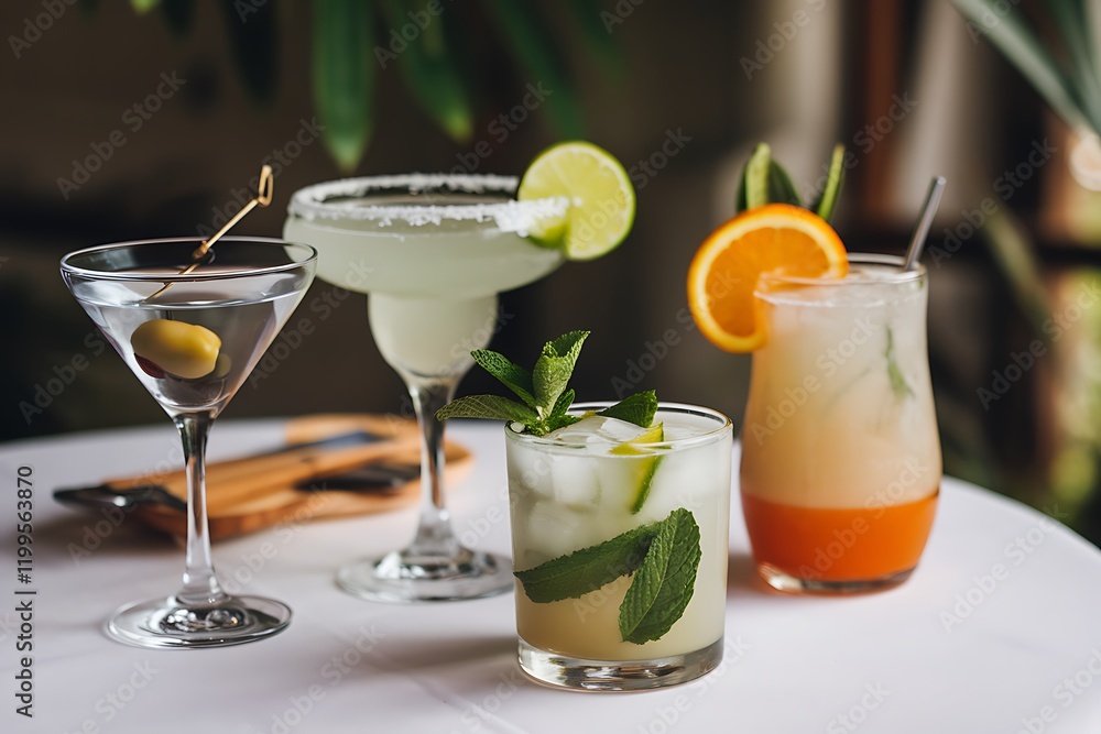 Fototapeta premium Four different drinks on a table