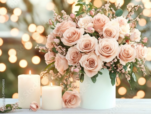A Romantic Valentine's Evening Candlelight, Roses, and a Serene Ambiance of Warmth and Love Perfect for Valentine's Day celebrations, romantic date nights, anniversary dinners, or simply creating a