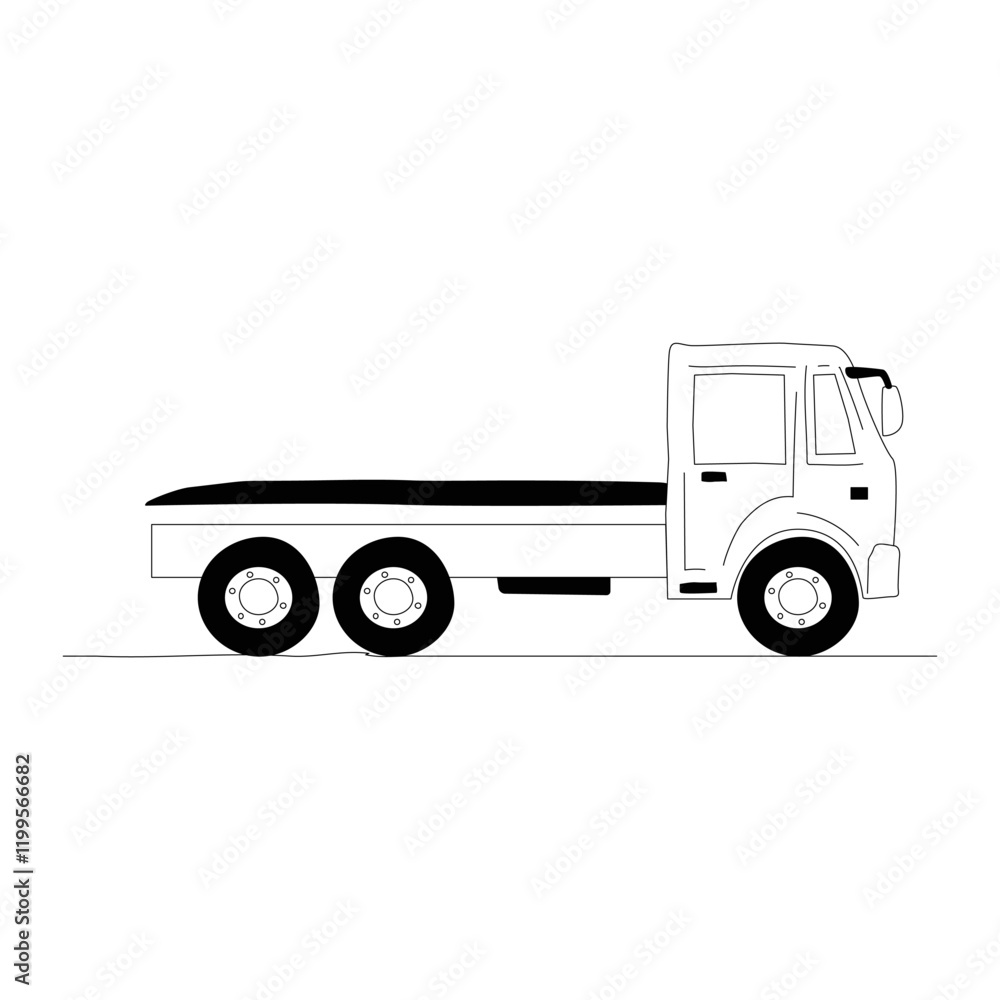 Flatbed Truck In Flat Vector Illustration Symbolizing Heavy Transport, Cargo, And Delivery Services, Isolated On White Background Flatbed Truck In Flat Vector Illustration Symbolizing Heavy Transport, Cargo, And Delivery Services, Isolated On White Background