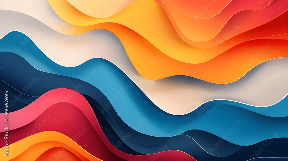 Abstract layered waves in vibrant multicolor tones Abstract layered waves in vibrant multicolor tones