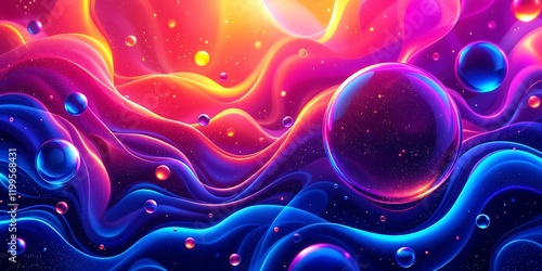 Colorful background with many different colored spheres