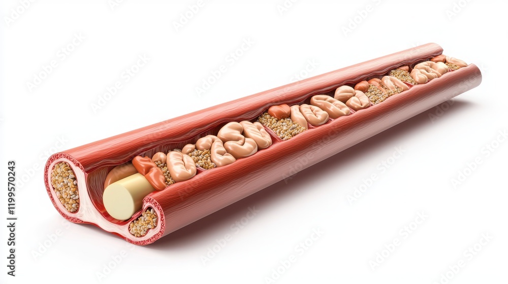 A stylized representation of a cross-section of a blood vessel, showcasing its structure and contents, emphasizing anatomy and biological functions. A stylized representation of a cross-section of a blood vessel, showcasing its structure and contents, emphasizing anatomy and biological functions.