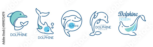 Dolphin Logo Design and Graphic Branding Element Vector Set