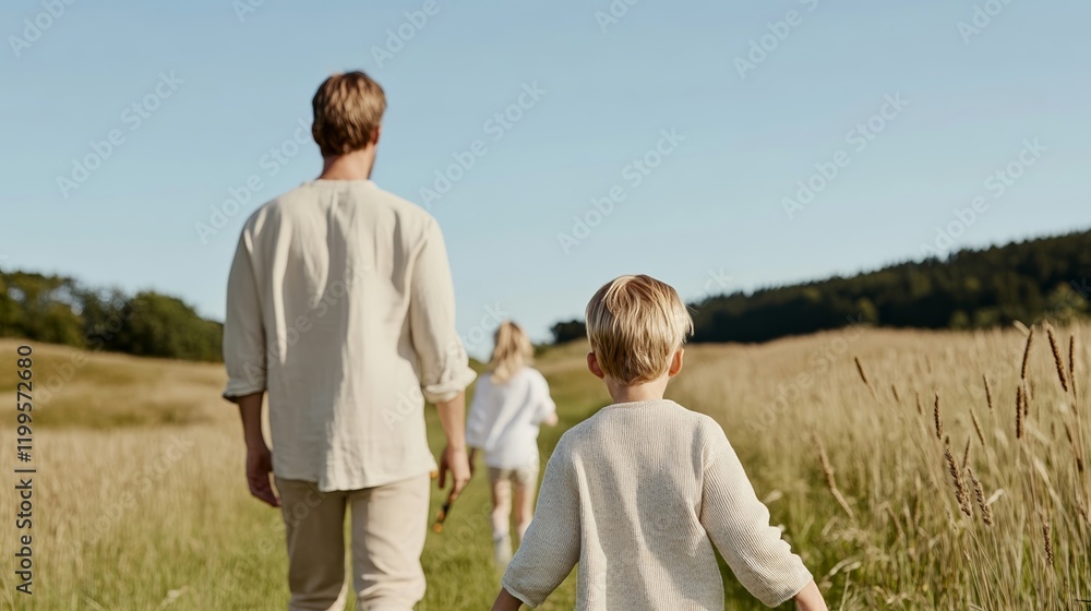 Elegant A family playing frisbee in a sunny field with the golden light of late afternoon illuminating their joyful faces Elegant A family playing frisbee in a sunny field with the golden light of late afternoon illuminating their joyful faces