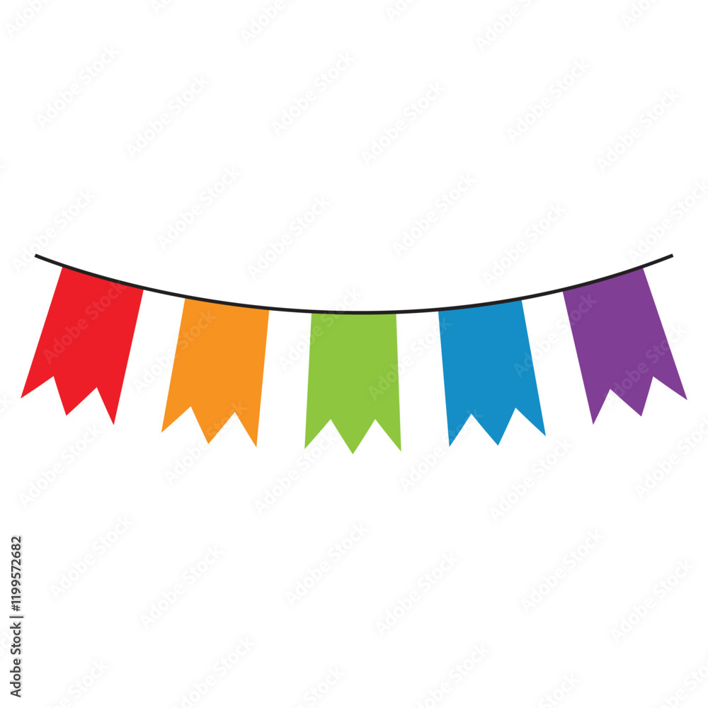 Obraz premium Decorative Happy Bunting Flags Clipart for Party Projects