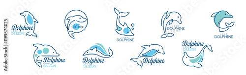 Dolphin Logo Design and Graphic Branding Element Vector Set