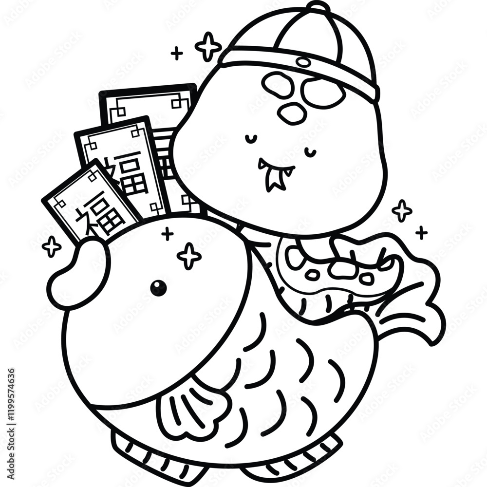 a cute chinese new year snake in black and white coloring a cute chinese new year snake in black and white coloring