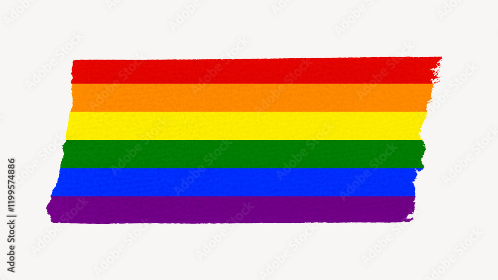 Obraz premium Rainbow flag, washi tape, off white design