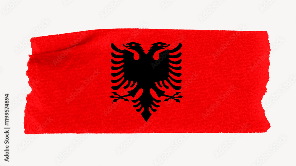 Albanian flag, washi tape, off white design Albanian flag, washi tape, off white design