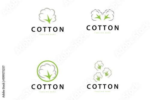 cotton logo design flower soft cotton organic plant textile material clothing illustration template