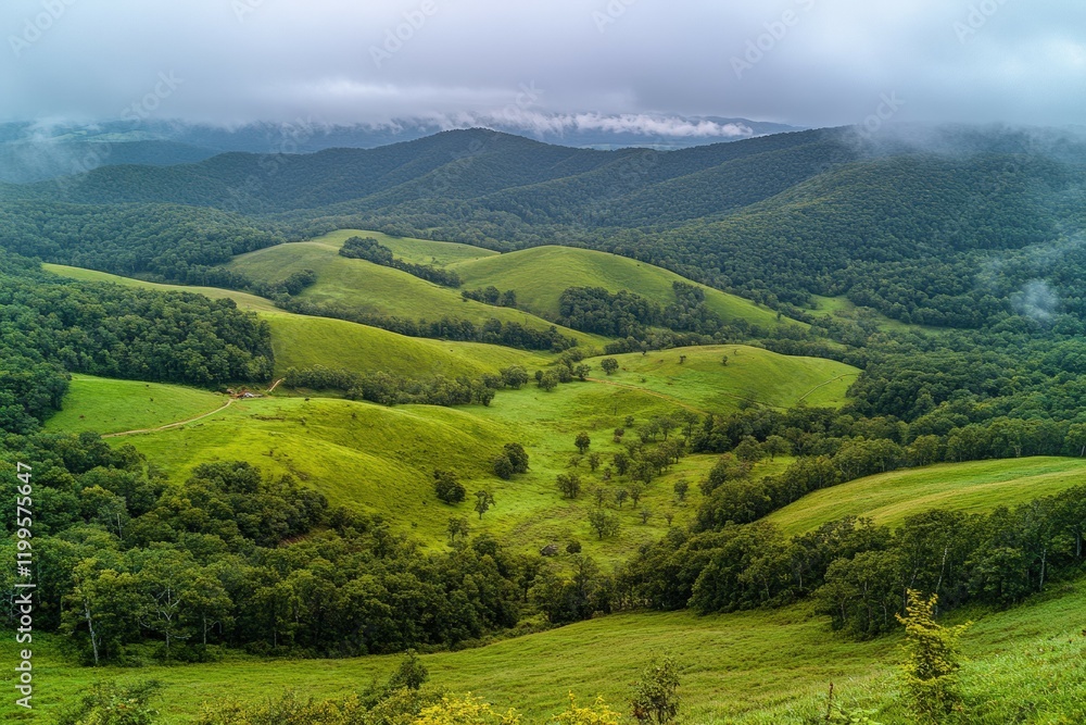 Obraz premium Mountain Explorer - Traveler with Backpack Adventure. Beautiful simple AI generated image