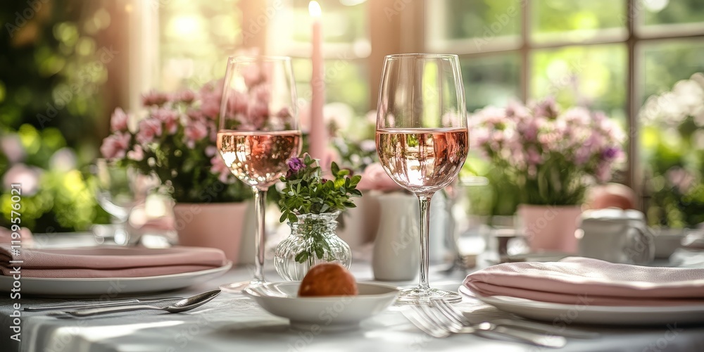 Pastel pink Galentine's Day table setup featuring vases, candles, and heart decorations. Ideal for social events, romantic occasions, and Valentine's Day celebrations. Pastel pink Galentine's Day table setup featuring vases, candles, and heart decorations. Ideal for social events, romantic occasions, and Valentine's Day celebrations.