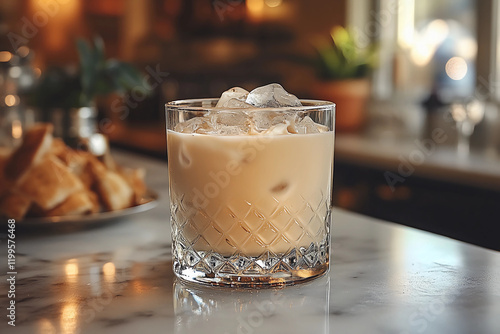 Indulgent Baileys on the Rocks: Creamy Irish Cream Liqueur Served Over Ice in a Lowball Glass for Luxurious Moments