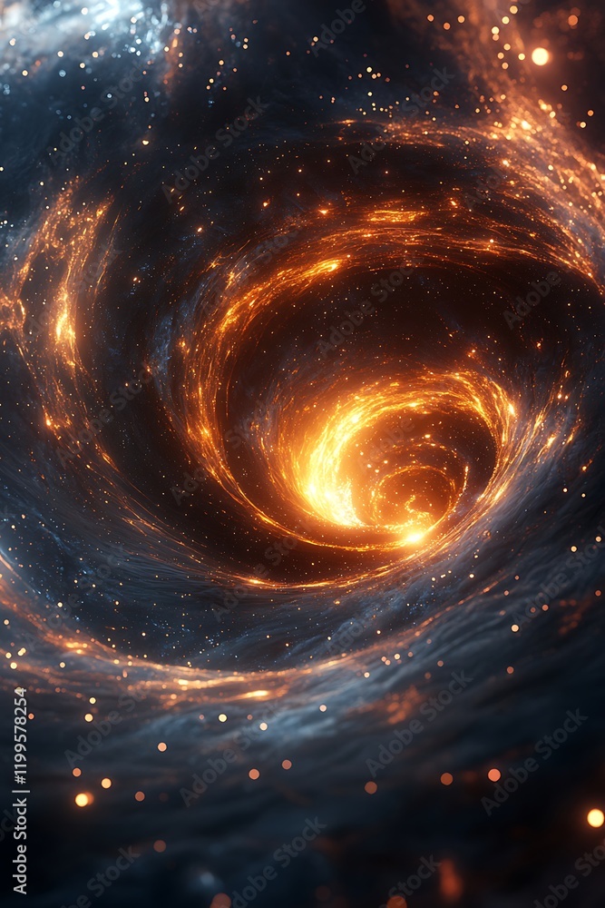 An abstract cosmic vortex with glowing light trails and sparkling stars. An abstract cosmic vortex with glowing light trails and sparkling stars.