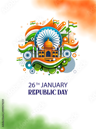 Happy Republic Day of India tricolor background for 26 January photo