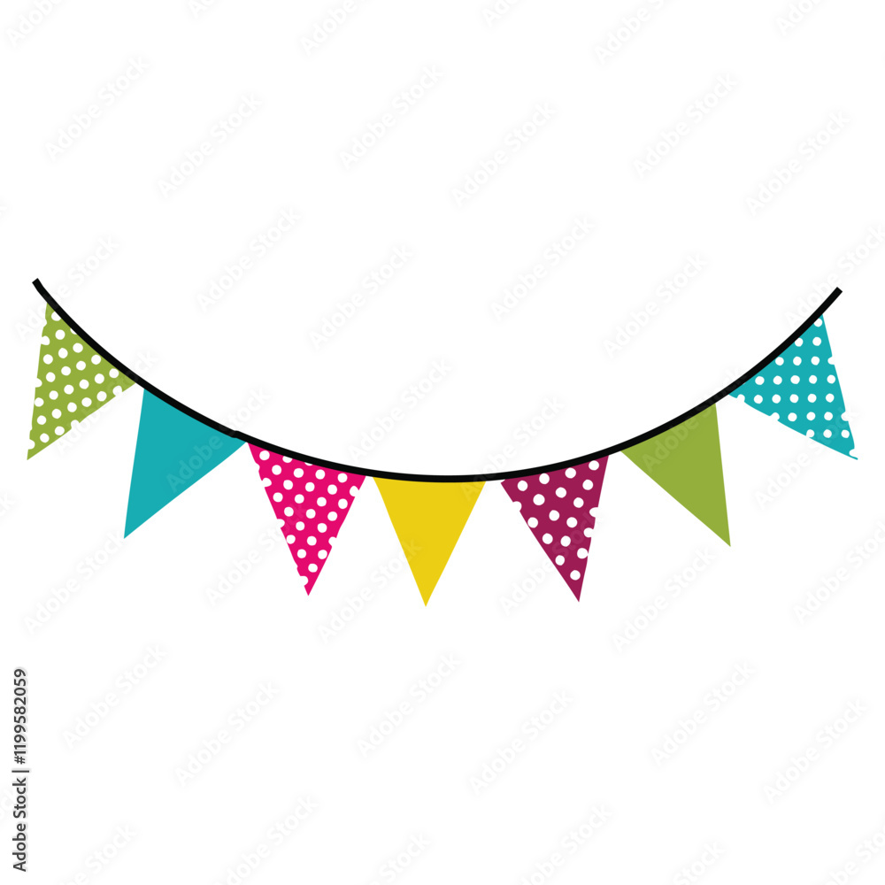 Fototapeta premium Bunting Banner vector illustration, Happy Bunting Flags Clipart, Party Bunting Design 