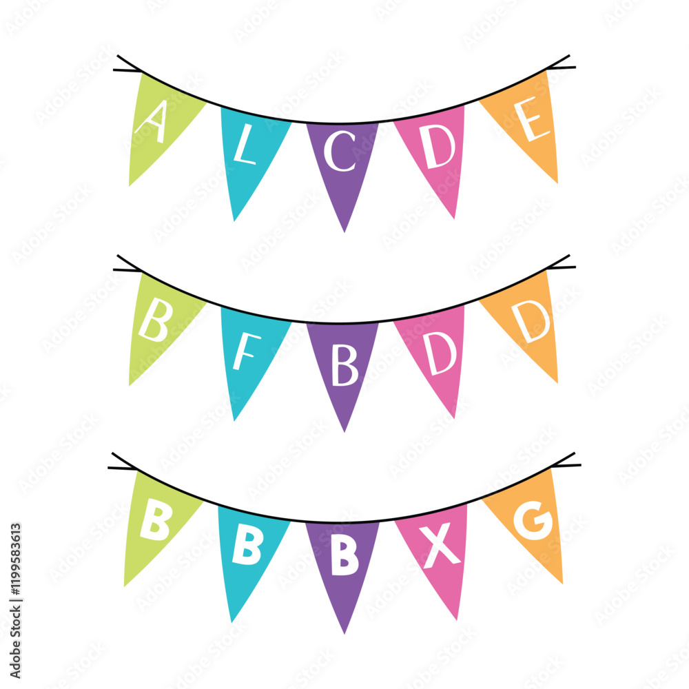 Fun Party Bunting Clipart with Happy Flag Designs
Fun Party Bunting Clipart with Happy Flag Designs