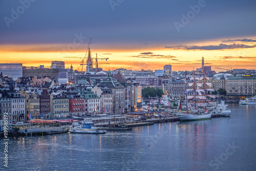 Photography Panorama-Ansicht der Altstadt Gamal Stan, Stockholms Ström, Stockholm, Schweden