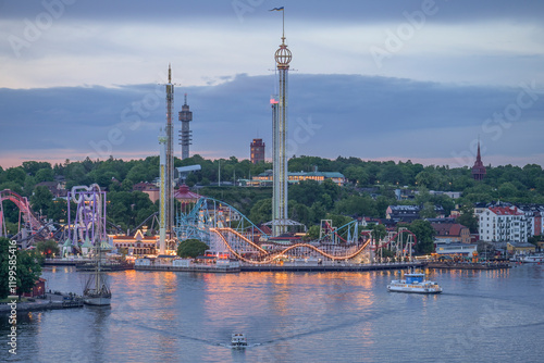 Canvas Print Achterbahn, Vergnügungspark Gröna Lund, Djurgarden, Stockholm, Schweden