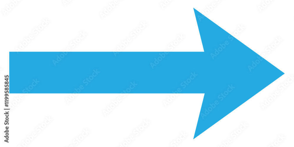 Blue arrow icon. Blue long arrow on white background. Long arrow. Blue arrow icon. Blue long arrow on white background. Long arrow.