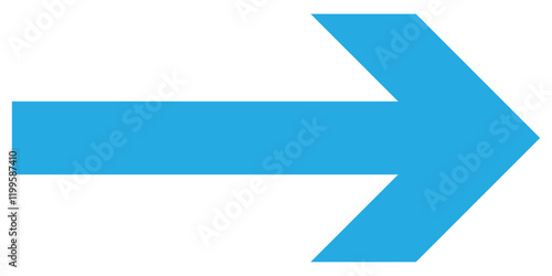 Blue arrow icon. Blue long arrow on white background. Long arrow.