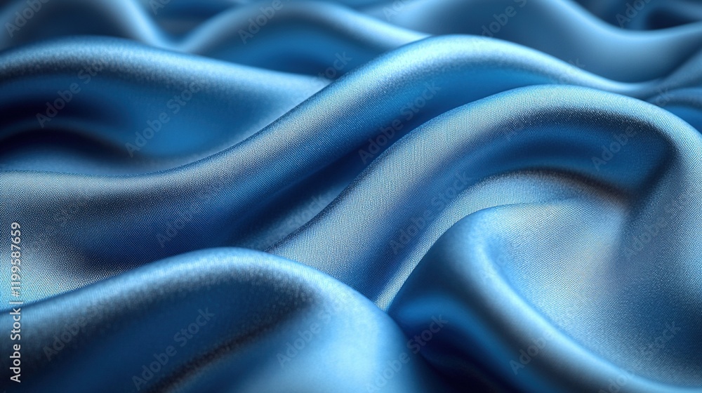 Wavy blue silk fabric draped background for luxurious textures Wavy blue silk fabric draped background for luxurious textures