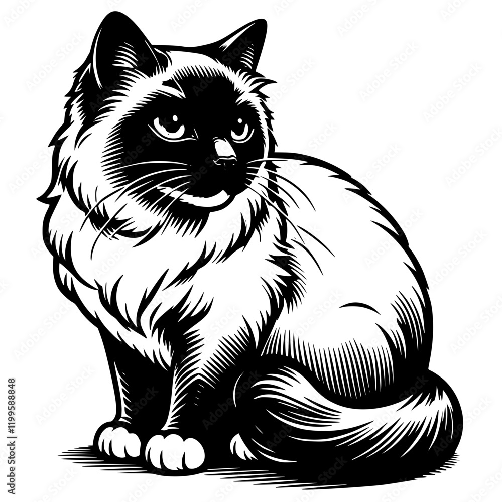 Fototapeta premium Siamese Cat Illustration